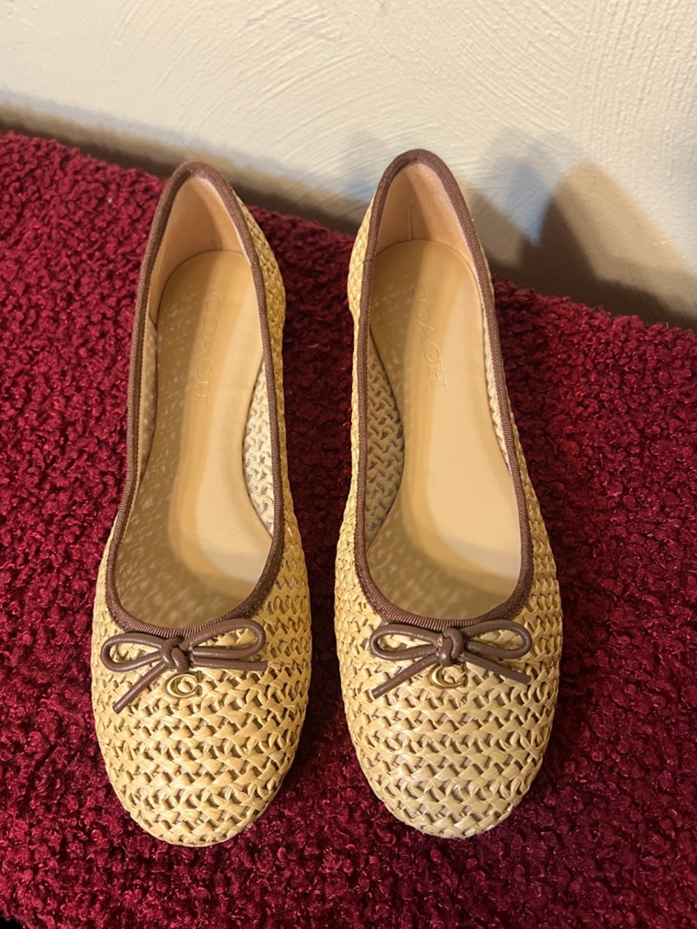 ABIGAIL FLAT Raffia Coach Ballet Flats Size 6.5 - Picture 3 of 14